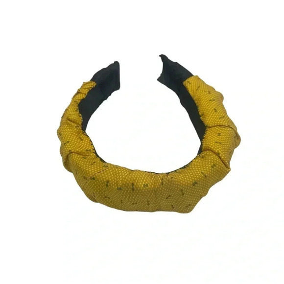 Handcrafted Crown Upcycled Yellow Bowtie Valentino Tie Headband Hair Accessory - Picture 6 of 8